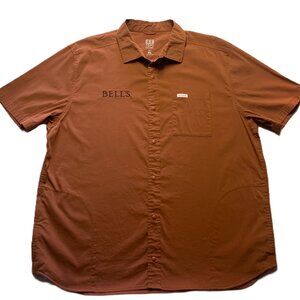Men's Topo Designs Burnt Orange Global Shirt with Bells Brewery logo